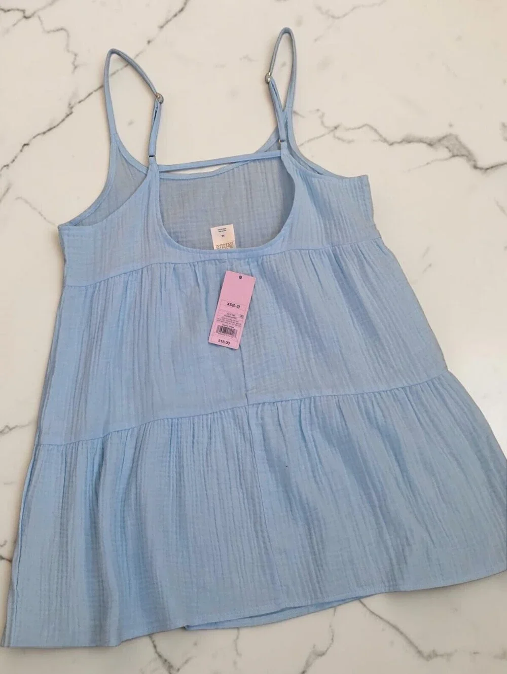 Wild Fable NWT Baby Blue Gauze Tiered Mini Dress XS Cottagecore - Picture 7 of 12